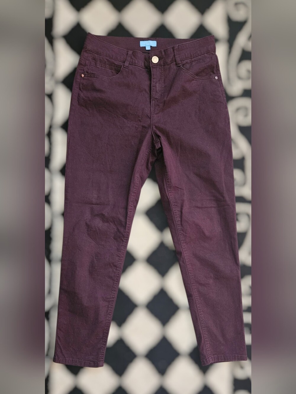 Draper James Deep Plum Button-Fly Jeans